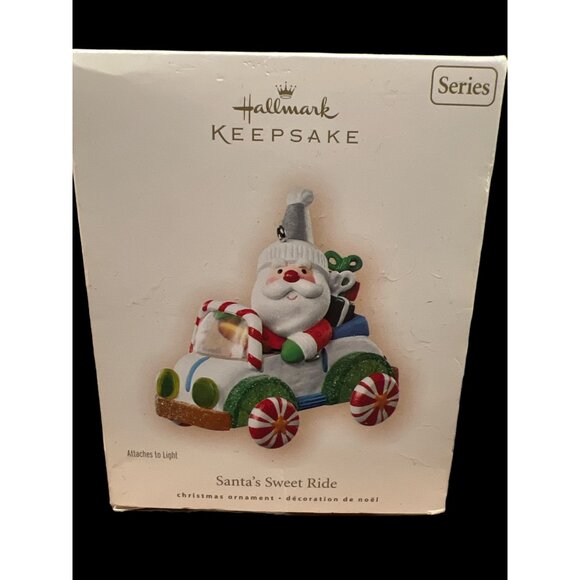 Hallmark Keepsake Santa’s Sweet Ride 2008 & 2007 Ornaments Airplane & Car W Box - Picture 3 of 9